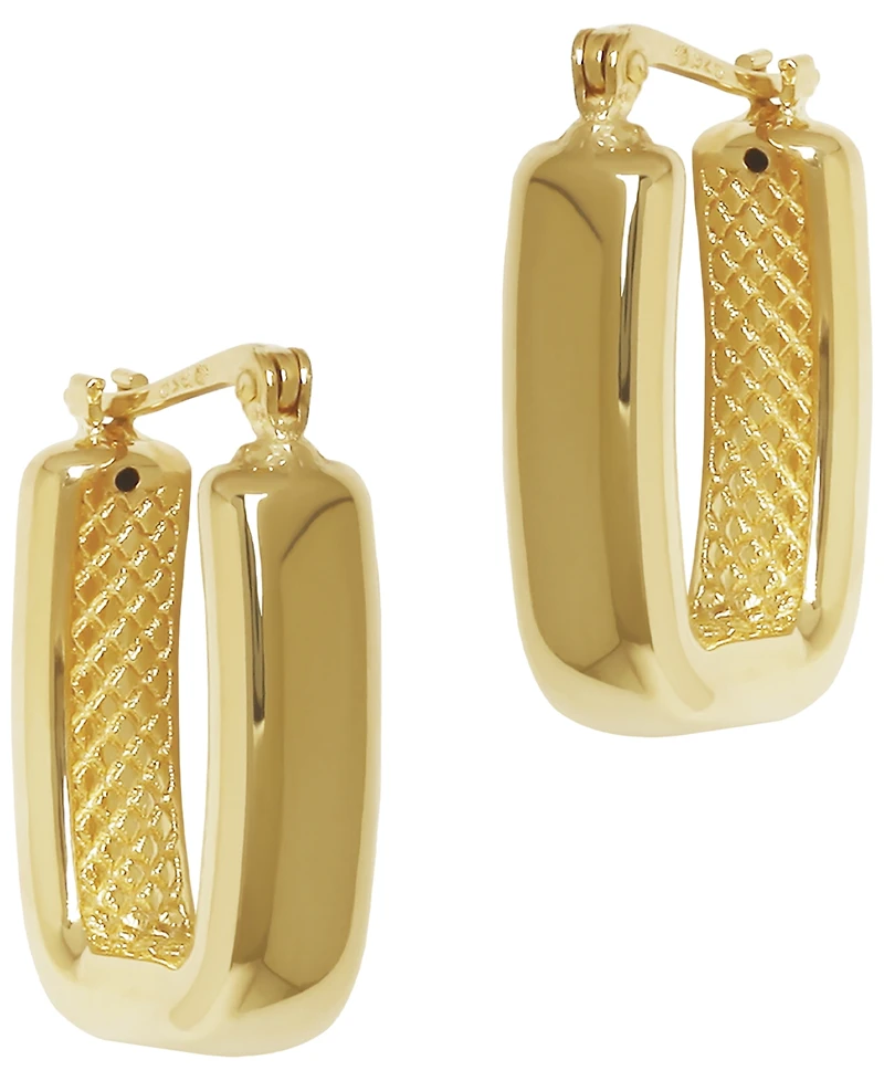 Macy's Sculptured Bold Rectangle Hoop Earrings in 14k Yellow Gold