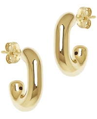 Macy's Sculptured Small Bold J Hoop Earrings in 14k Yellow Gold