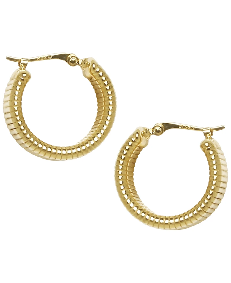 Macy's Sculptured Flat Multi-Ribbed Hoop Earrings in 14k Yellow Gold