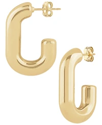 Macy's Sculptured Oval Tube J Hoop Earrings in 14k Yellow Gold