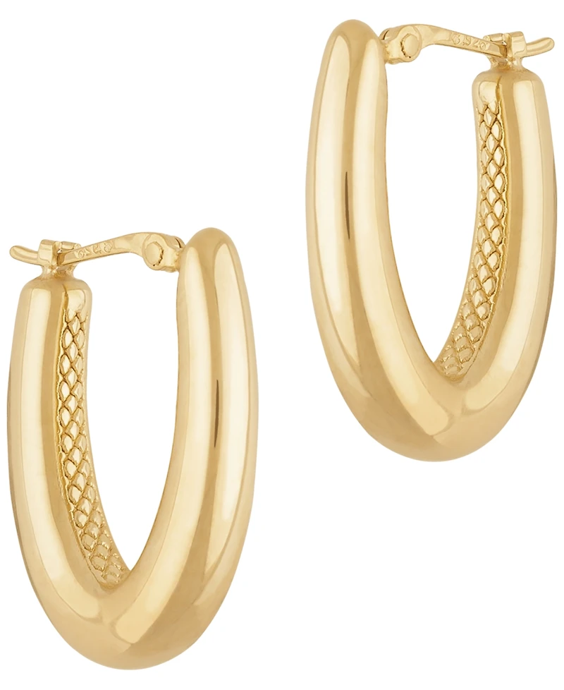 Macy's Sculptured Medium V-Shaped Hoop Earrings in 14k Yellow Gold