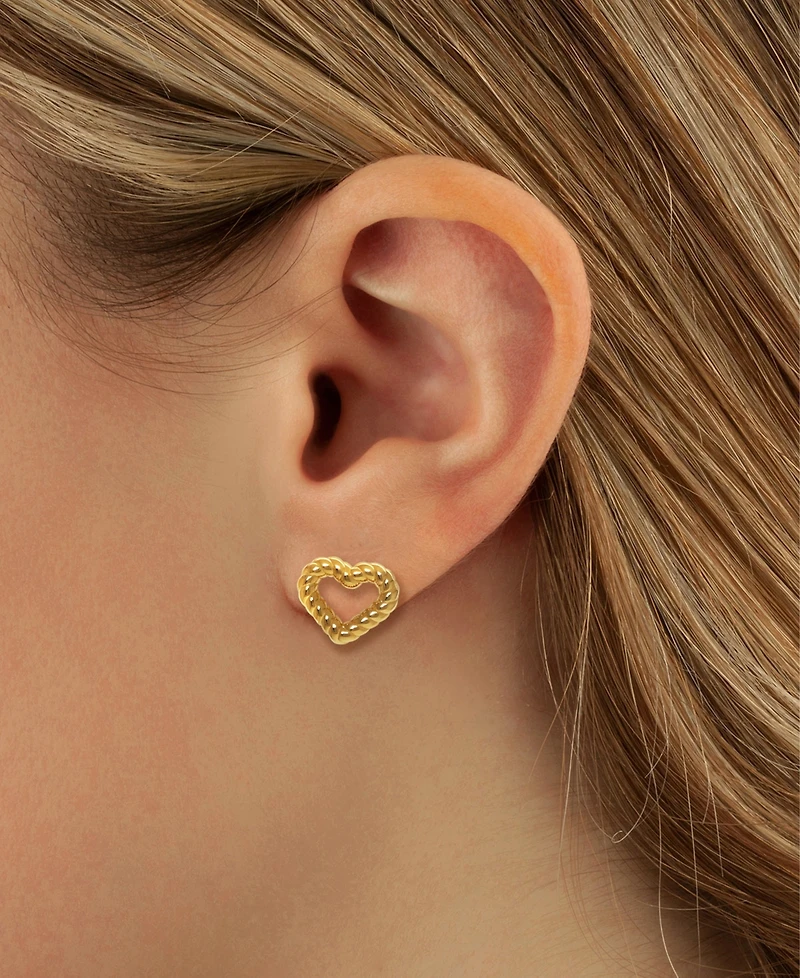 Macy's Sculptured Twisted Heart Stud Earrings in 14k Yellow Gold