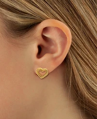 Macy's Sculptured Twisted Heart Stud Earrings in 14k Yellow Gold