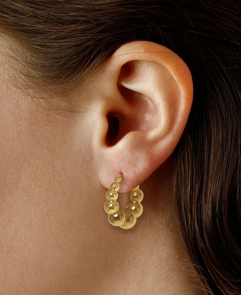 Macy's Sculptured Graduated Ball Hoop Earrings in 14k Yellow Gold