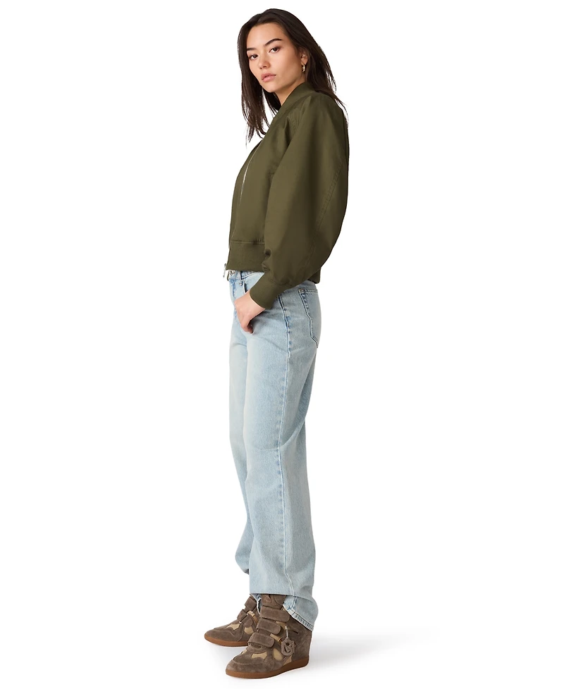 Steve Madden Women's Bray Crewneck Zip-Up Long-Sleeve Jacket