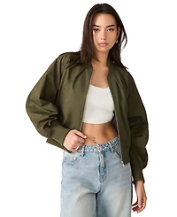 Steve Madden Women's Bray Crewneck Zip-Up Long-Sleeve Jacket
