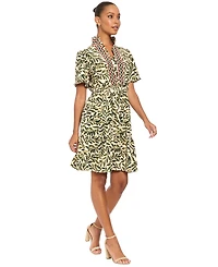 London Times Petite Floral-Print Tiered A-Line Dress