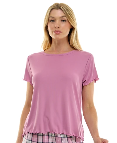 Roudelain Women's Rib Short-Sleeve Crewneck Lounge Top