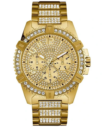 Guess Men's Crystal Gold-Tone Stainless Steel Bracelet Watch 46mm