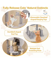 Sugift 69 in Multi-Level Cat Tree with Top Perch Cozy Condo and Hammock