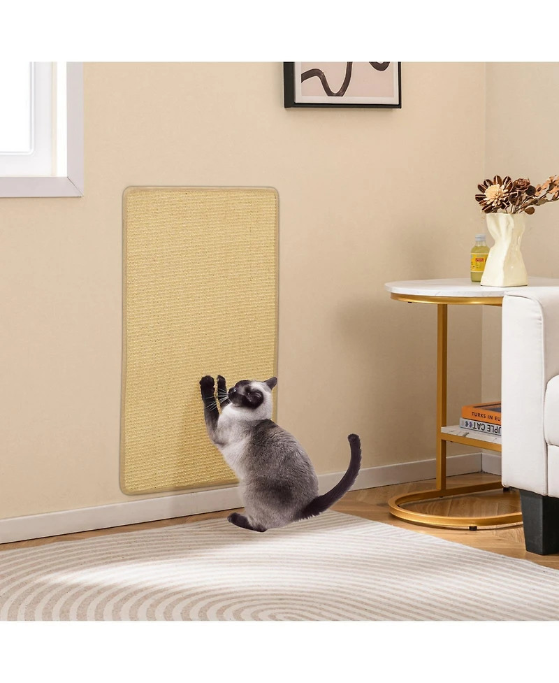 Sugift 2 Piece Cat Scratcher Mat Set Natural Sisal Pads