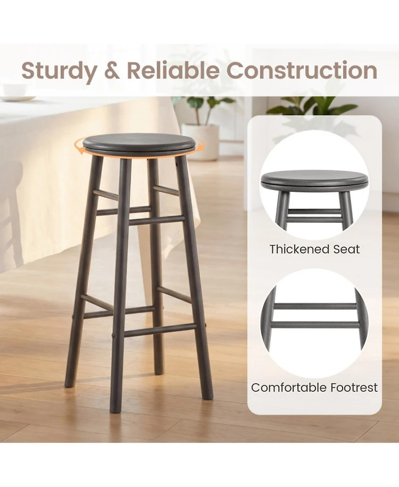 Sugift Set of 2 29 Inch Swivel Bar Stools with Footrests and Crossbars