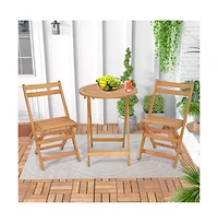 Boyel Living 3 Pieces Folding Patio Bistro Set with Slatted Tabletop