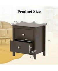 Sugift Set of 2 Modern Nightstands with 2 Drawers for Small Spaces