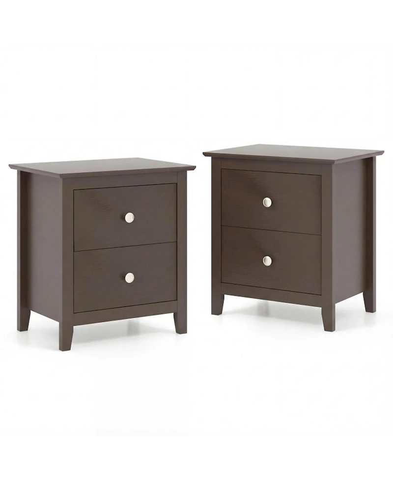 Sugift Set of 2 Modern Nightstands with 2 Drawers for Small Spaces