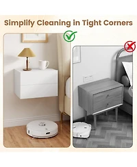 Sugift Wall Mounted Floating Nightstand with 2 Storage Drawers for Bedroom