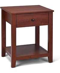 Sugift Nightstand End Table with Drawer and Storage Shelf