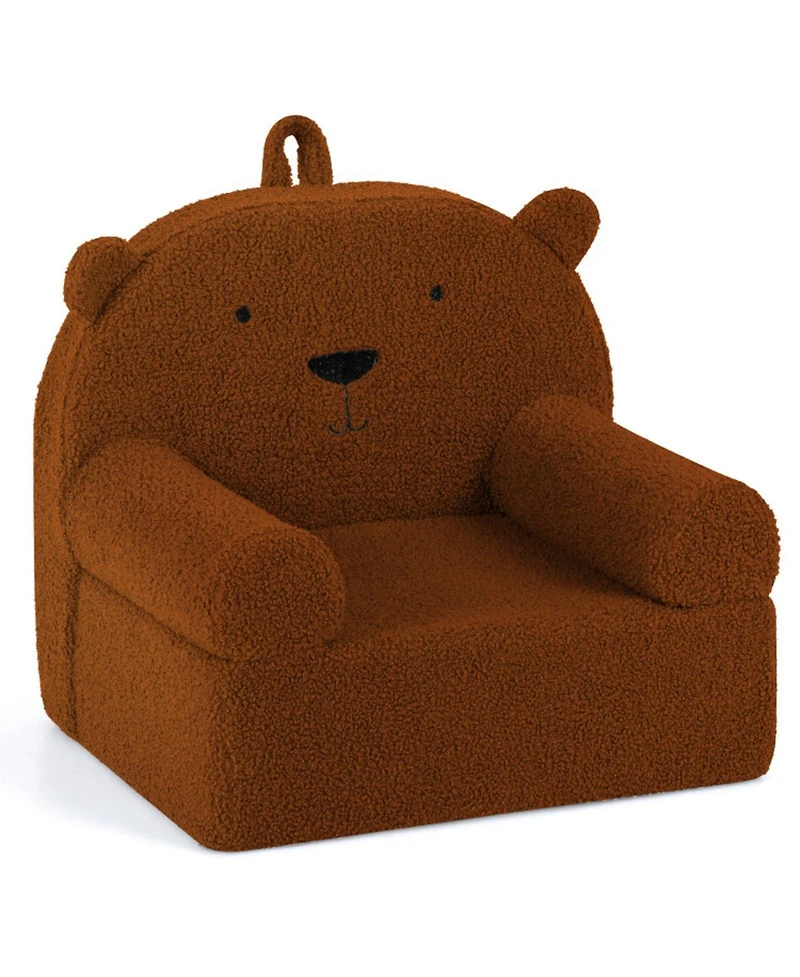 Sugift Kids Bear Toddler Foam Sofa Couch with Soft Teddy Fleece Fabric Cover