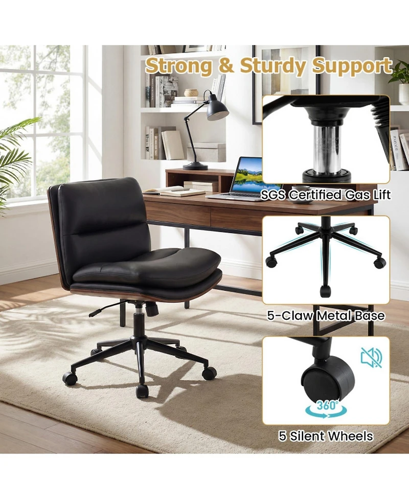 Sugift Armless Office Chair with Curved Backrest and Padded Wide 23in x 17.5 Inch Seat