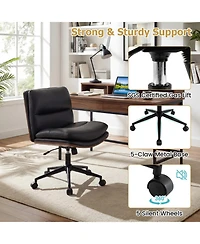 Sugift Armless Office Chair with Curved Backrest and Padded Wide 23in x 17.5 Inch Seat