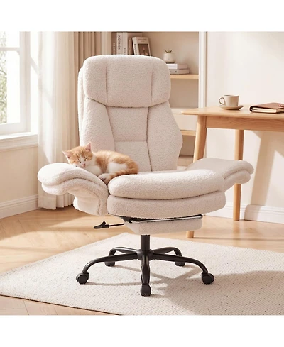Sugift Ergonomic Cross Legged Big and Tall Executive Office Chair with Retractable Footrest