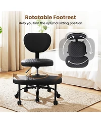 Sugift Ergonomic Cross Legged Office Chair with Height-Adjustable Seat and 360degree(s) Rotatable Footrest