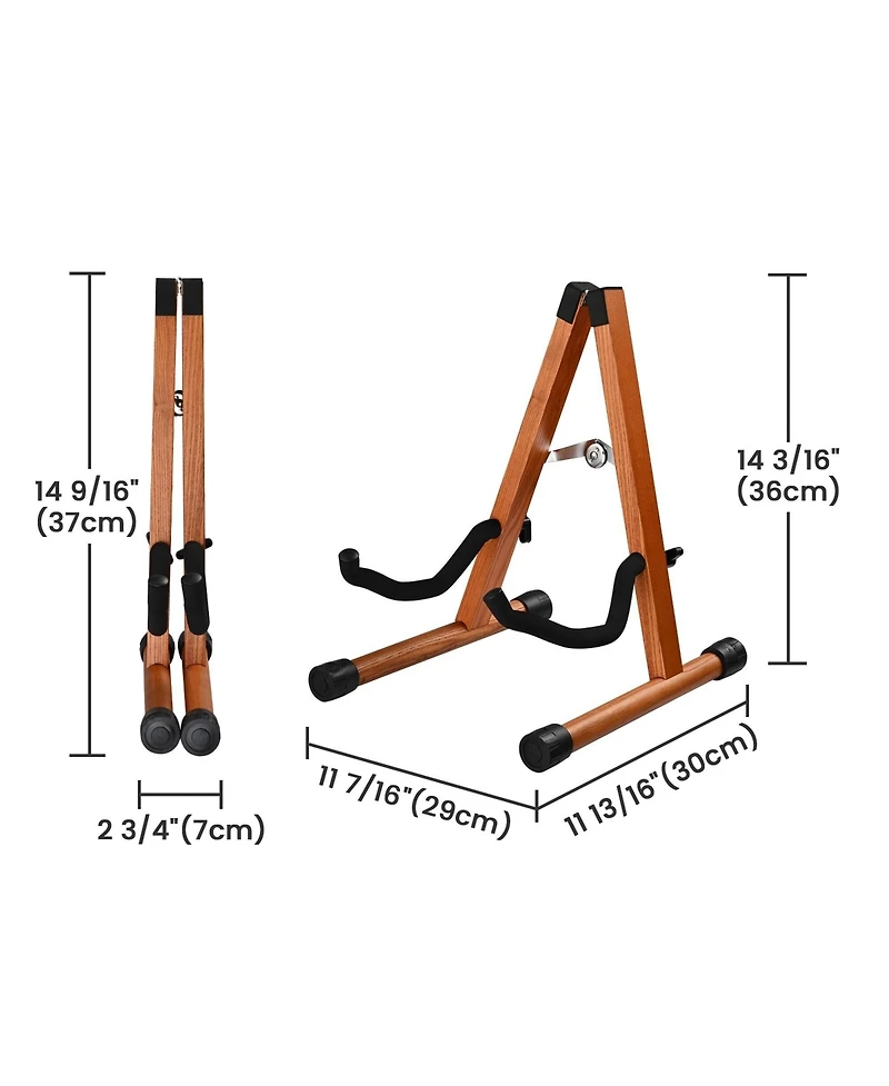 Yescom Wooden Folding Guitar Stand with Foam Arms fits for Acoustic Guitars, Ukuleles, Violins A-frame Floor Instrument Display Recording Studios