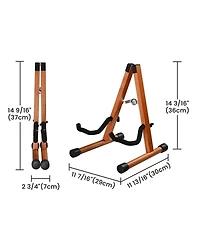 Yescom Wooden Folding Guitar Stand with Foam Arms fits for Acoustic Guitars, Ukuleles, Violins A-frame Floor Instrument Display Recording Studios