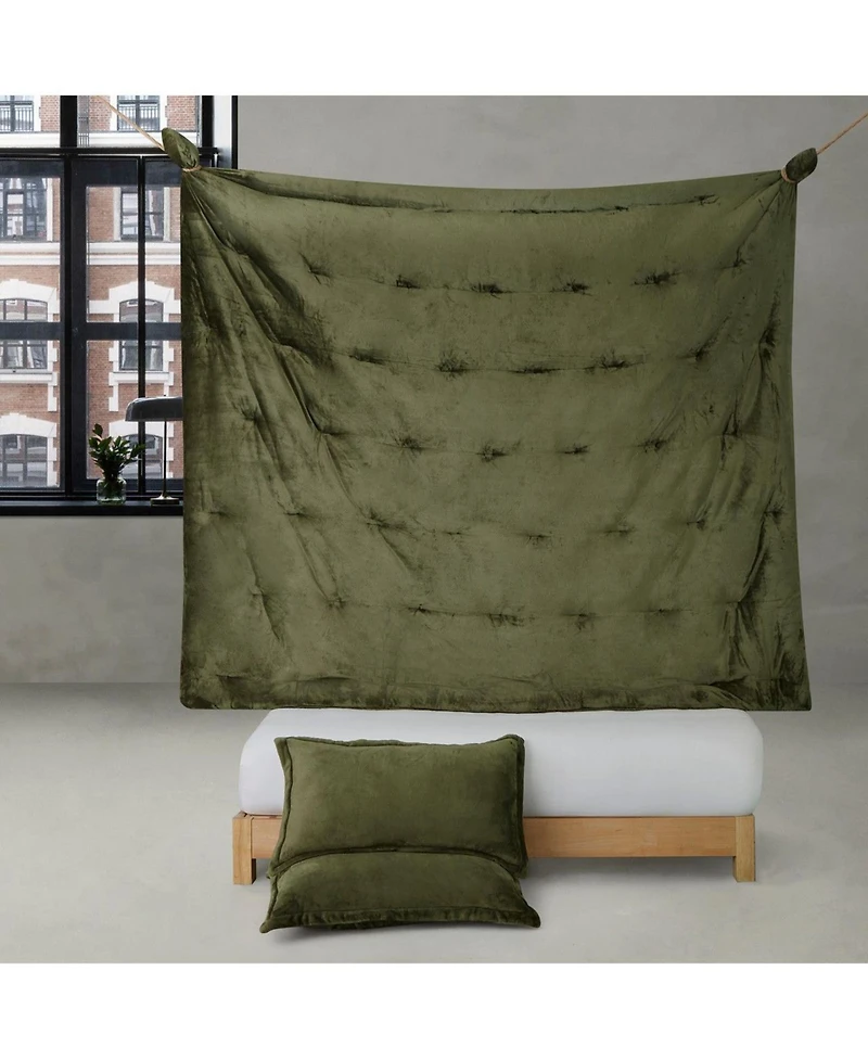 Thicker Than Thick - Coma Inducer Comforter Set - Standard Plush Filling - Winter Moss , King