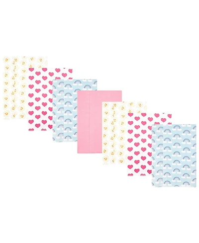 Hudson Baby Girl Cotton Poly Flannel Burp Cloths -Pack