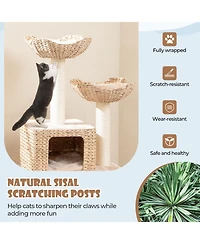 Sugift 48 in 4-Layer Cat Tower with Sisal Scratching Posts Perch Condo and Ladder