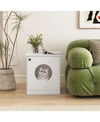 Sugift Modern Cat Litter Box Enclosure Side Table for Small to Large Cats