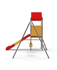 Zeny Metal and Plastic Treehouse Swing Set with Slide, Belt Swings, and Canopy - Safe, Sturdy, and Portable for Kids Ages 3-8