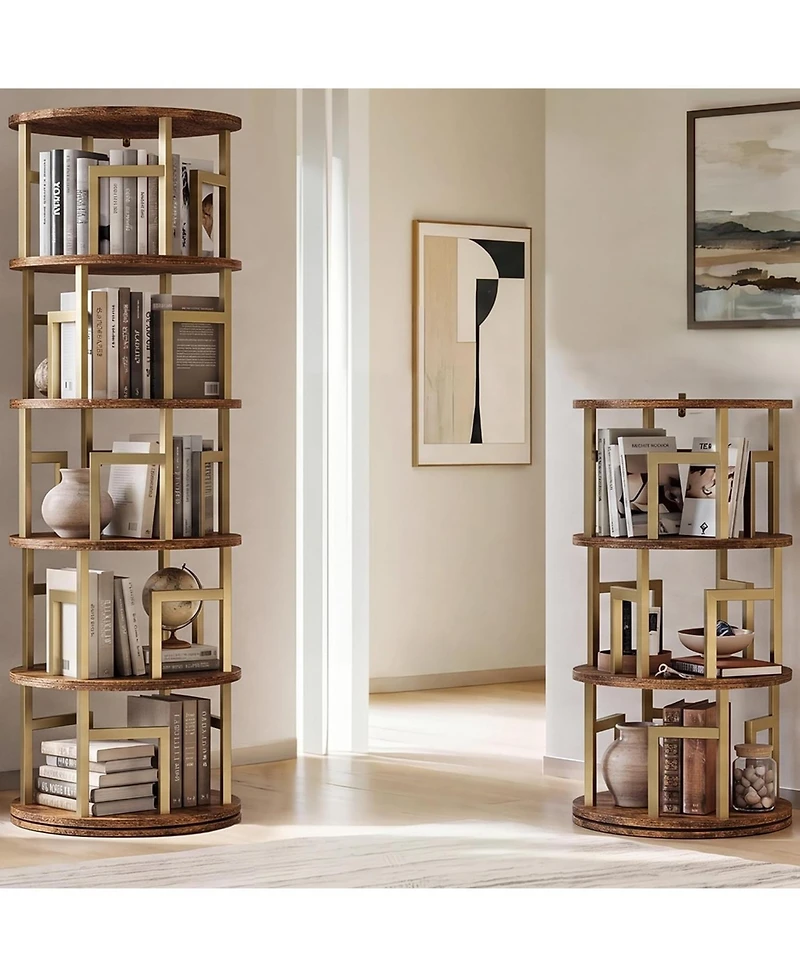 homfan 5-Tier Rotating Bookshelf Tower
