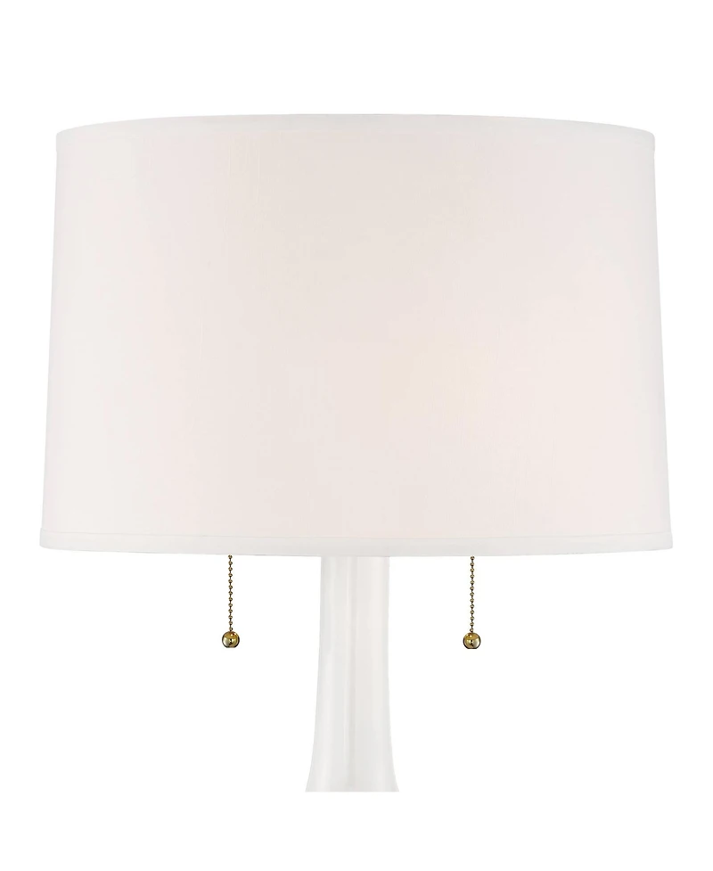 Possini Euro Design Natalia 27" Tall Modern Luxe Table Lamps Set of 2 Pull Chain Floral Ceramic Living Room Bedroom