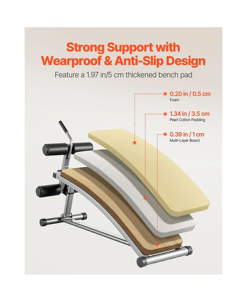 Hongge Curved Decline Sit Up Ab Bench with Reverse Crunch Handle