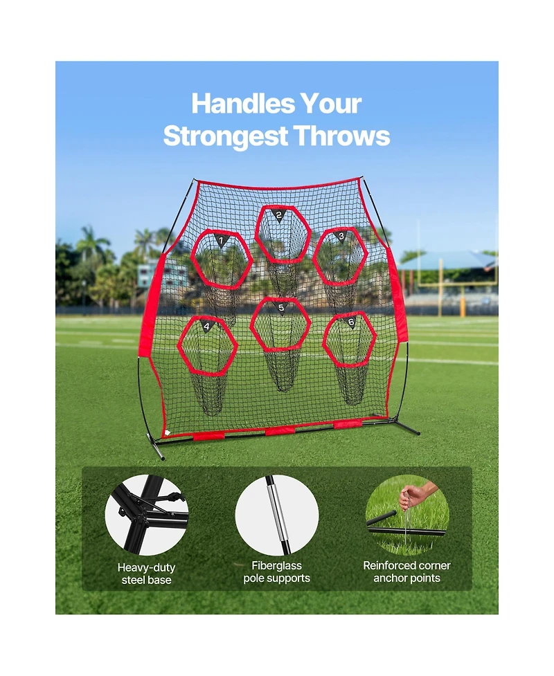 Hongge 8 x 8 feet Football Throwing Target Practice Net with Carry Case