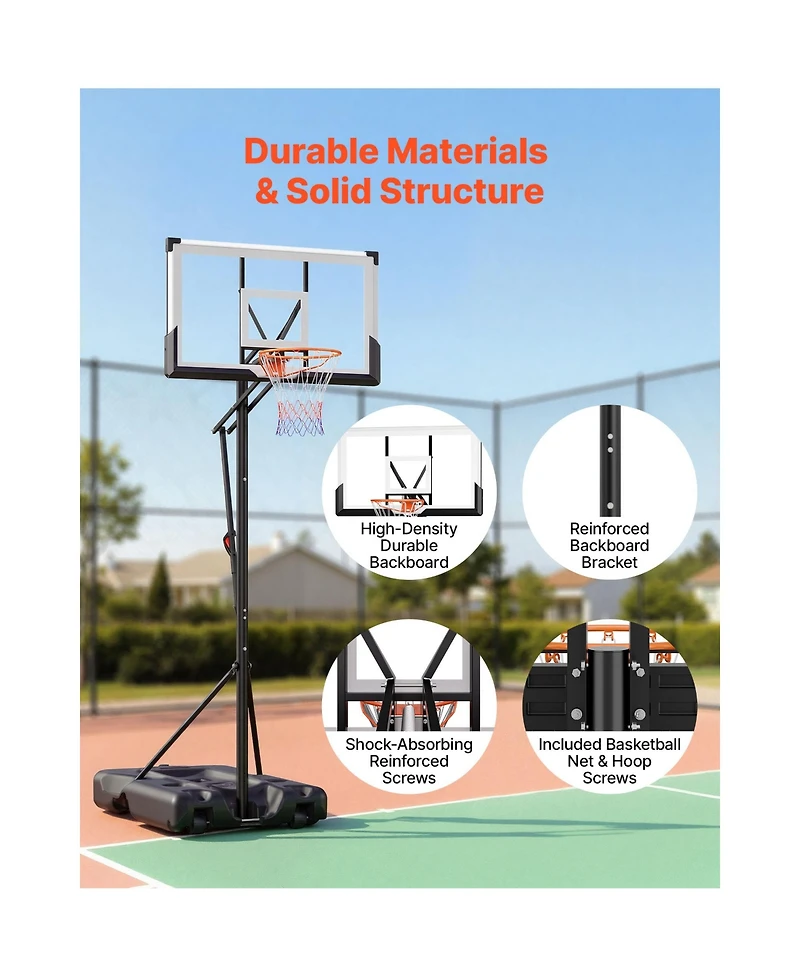 Hongge Portable Basketball Hoop System with 54 in Pc Backboard