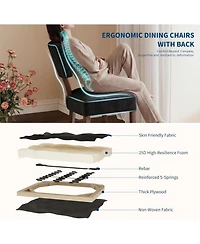 homfan Dining Chairs Set of 6 Mid-Century Modern Curved Backrest Chenille Upholstered Seat Hardwood Frame Wooden Legs Armless Kitchen Side