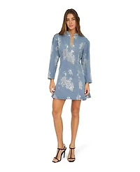 Belle & Bloom Women's Heart You Long-Sleeve Beaded Floral-Print Mini Dress