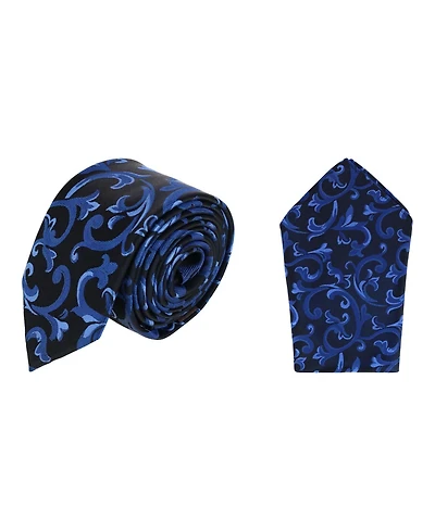Trafalgar Men's Christian the Romantic Brocade Silk Necktie and Pocket Square Bundle