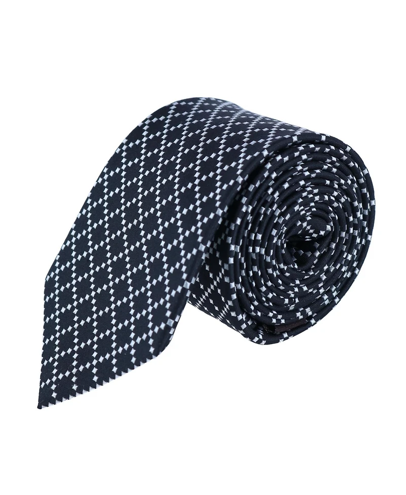 Trafalgar Men's Rowan Geometric Pattern Silk Necktie and Pocket Square Bundle
