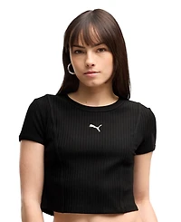 Puma Women's Ribbed Cropped Crewneck T-Shirt