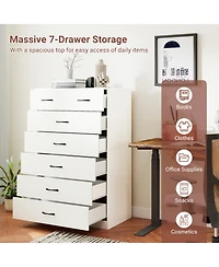 Sugift 7-Drawer Tall Dresser with Metal Handles and 2 Anti-Tipping Kits