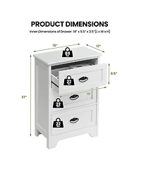 Sugift 3 Drawer Wood End Table Nightstand with Storage