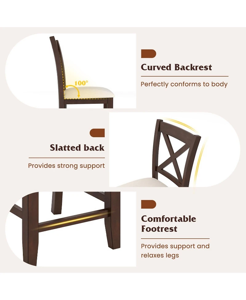 Sugift Modern Farmhouse Counter Height Stools with Footrest and Cushion