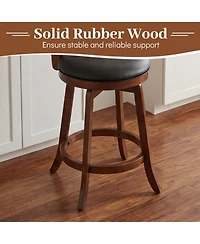 Sugift 24 Inch Swivel Bar Stools with Backrests and Wood Frame for Kitchen Island