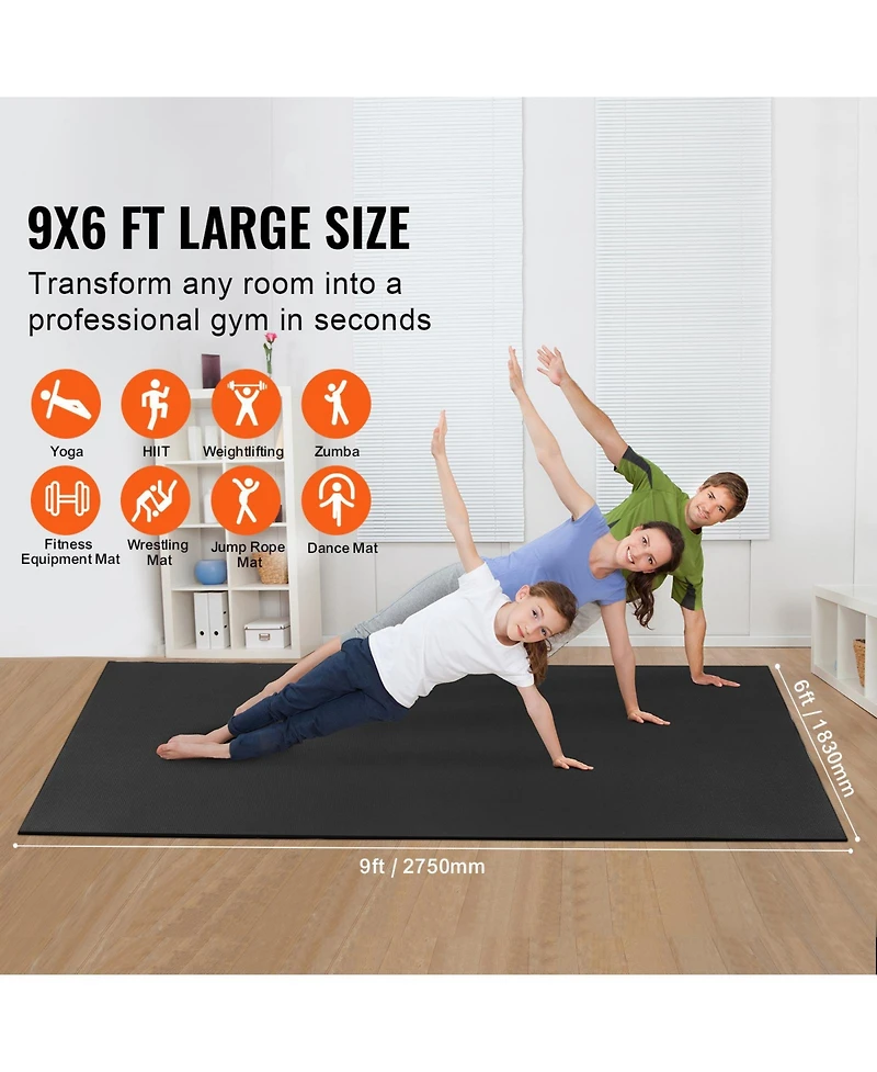 Hongge 9 x 6 ft Non Slip Exercise Mat for Home Gym Floor Workouts