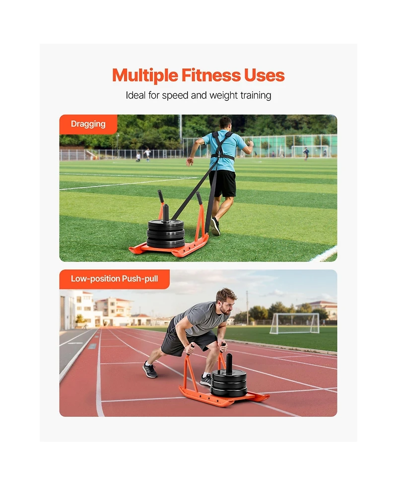 Hongge Push Pull Weight Training Sled with Adjustable Support Rods