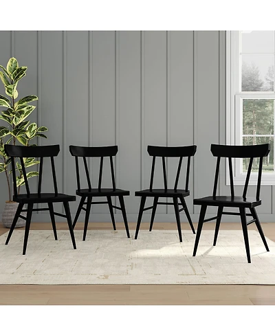 Plank+Beam Solid Wood Windsor Dining Chair Set of 4